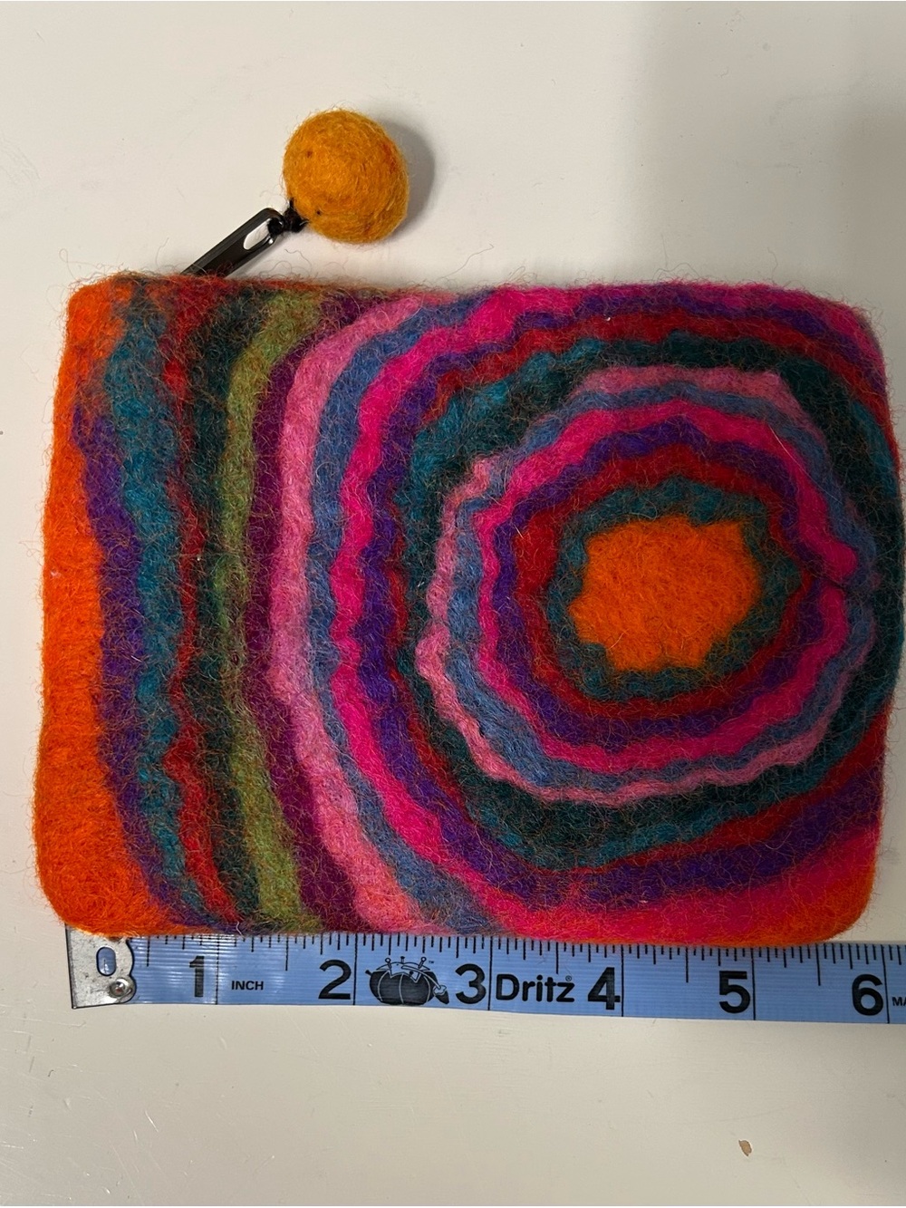 Multi-Color Felt Mini Bag - Vibrant Striped Circle Design - Picture 3 of 4